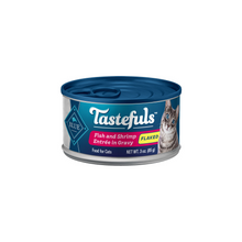 Load image into Gallery viewer, Blue Buffalo Tastefuls Adult Flaked Fish &amp; Shrimp Entree in Gravy Wet Cat Food
