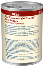 Load image into Gallery viewer, Blue Buffalo Homestyle Recipe Adult Beef Dinner with Garden Vegetables Canned Dog Food
