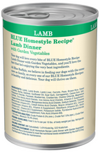 Load image into Gallery viewer, Blue Buffalo Homestyle Recipe Adult Lamb Dinner with Garden Vegetables Canned Dog Food
