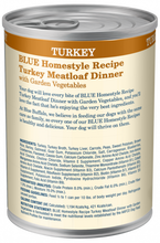 Load image into Gallery viewer, Blue Buffalo Homestyle Recipe Adult Turkey Meatloaf Dinner with Garden Vegetables Canned Dog Food
