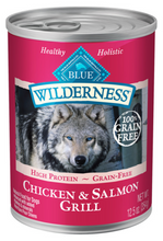 Load image into Gallery viewer, Blue Buffalo Wilderness High-Protein Grain-Free Chicken &amp; Salmon Grill Adult Canned Dog Food
