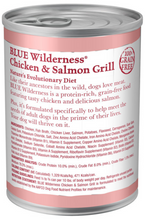 Load image into Gallery viewer, Blue Buffalo Wilderness High-Protein Grain-Free Chicken &amp; Salmon Grill Adult Canned Dog Food
