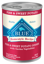 Load image into Gallery viewer, Blue Buffalo Homestyle Recipe Adult Fish &amp; Sweet Potato Dinner with Garden Vegetables Canned Dog Food
