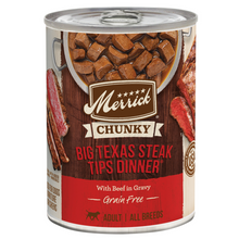 Load image into Gallery viewer, Merrick Grain Free Big Texas Steak Tips Dinner Canned Dog Food
