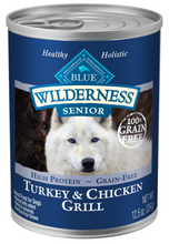 Load image into Gallery viewer, Blue Buffalo Wilderness High-Protein Grain-Free Turkey &amp; Chicken Grill Senior Canned Dog Food
