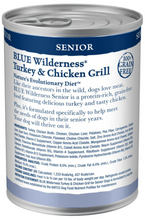 Load image into Gallery viewer, Blue Buffalo Wilderness High-Protein Grain-Free Turkey &amp; Chicken Grill Senior Canned Dog Food
