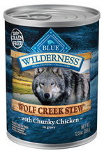 Load image into Gallery viewer, Blue Buffalo Wilderness Wolf Creek Stew Grain-Free Chunky Chicken Stew Adult Canned Dog Food
