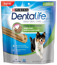 Load image into Gallery viewer, Purina Dentalife Daily Oral Care Adult Small &amp; Medium Breed Chicken Flavor Dog Treats
